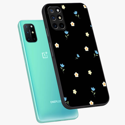 Minimal Petal Whispers Glass Case displayed in angled mockup highlighting delicate petal design with clean minimal aesthetic.