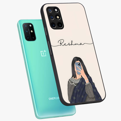 Mirror Mood Muse With Custom Name Glass Case displayed in angled mockup highlighting aesthetic mirror inspired design with custom name feature.