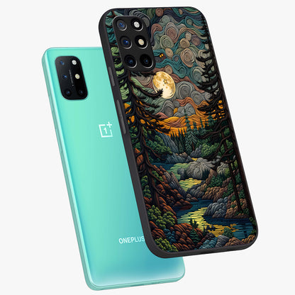 Moonlight Forest Dream Glass Case displayed in angled mockup highlighting dreamy forest design with glowing moon aesthetic.