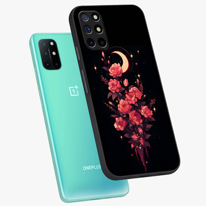 Moonlit Floral Elegance Glass Case displayed in angled mockup highlighting graceful flower design with soft moonlight aesthetic.