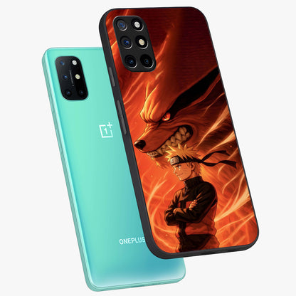 Nine Tails Legacy Glass Case displayed in angled mockup highlighting dynamic anime beast illustration with bold mystical aesthetic.