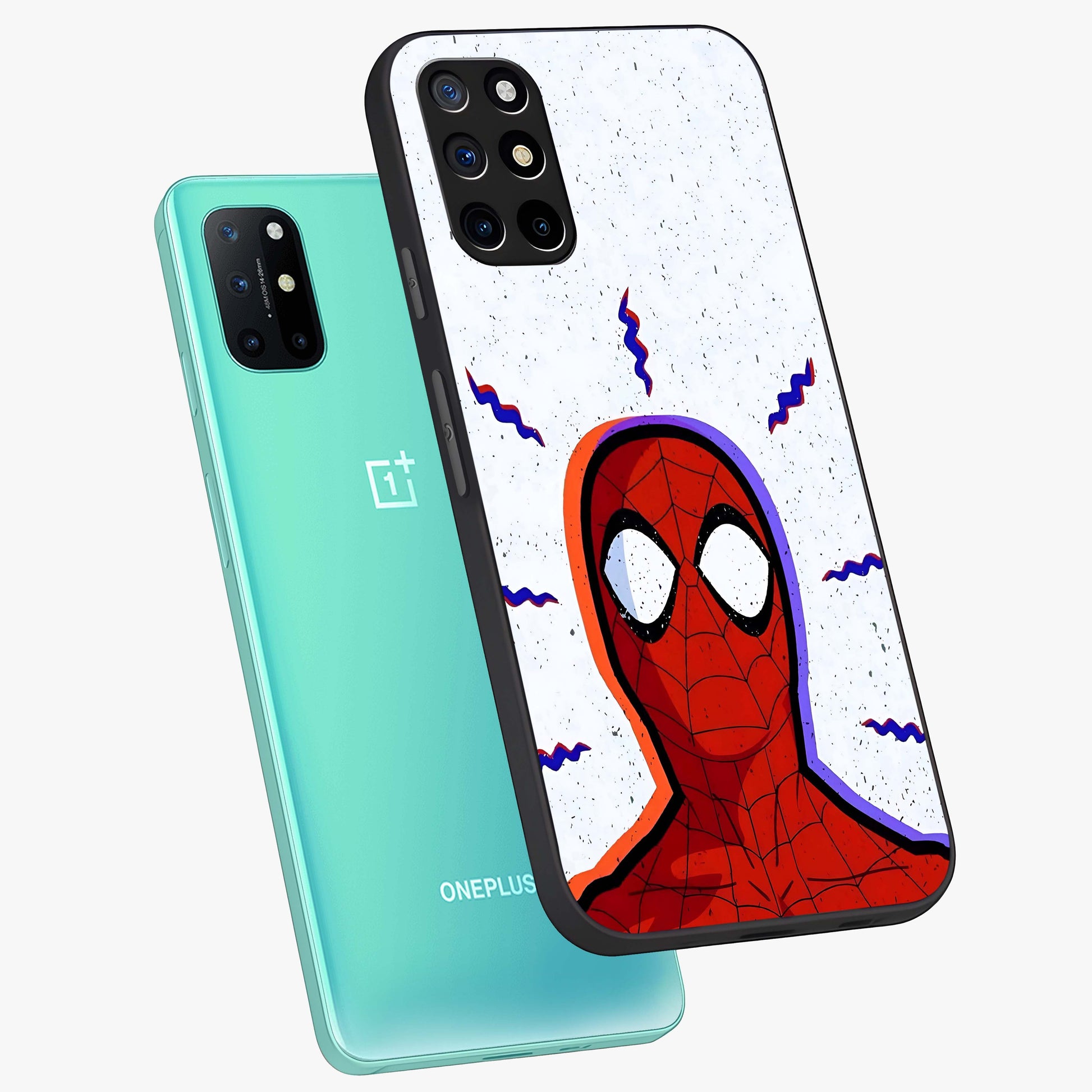Omg Spiderman Glass Case displayed in angled mockup highlighting dynamic hero illustration with action comic aesthetic.
