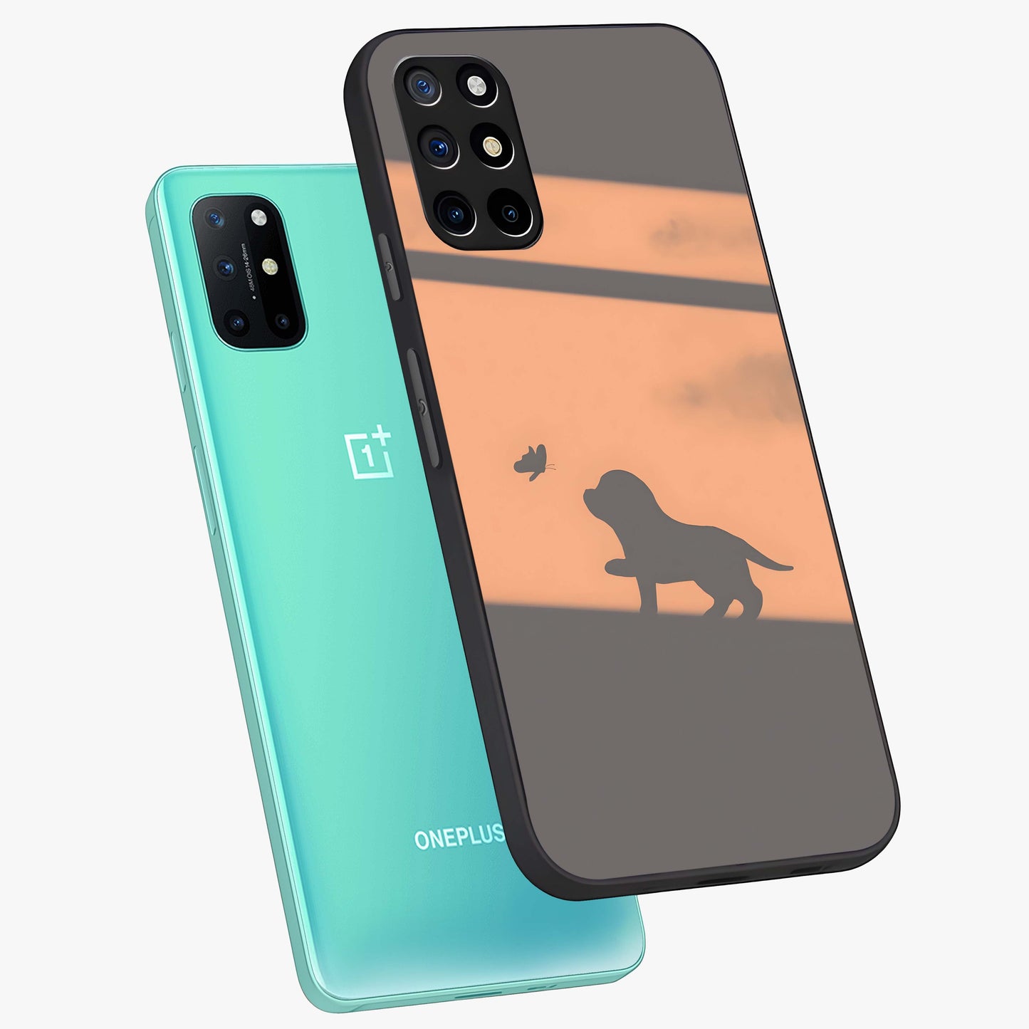 Puppy Shadow Art Glass Case displayed in angled mockup highlighting playful dog illustration with artistic shadow aesthetic.