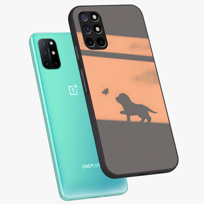 Puppy Shadow Art Glass Case displayed in angled mockup highlighting playful dog illustration with artistic shadow aesthetic.