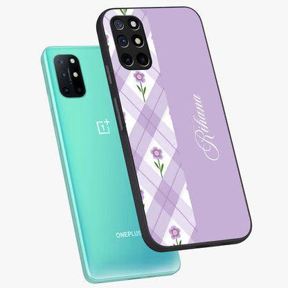 Purple Diamond Floral Glass Case displayed in angled mockup highlighting elegant purple flower design with decorative pattern.