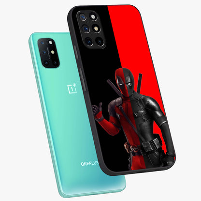 Red & Black Deadpool Theme Glass Case displayed in angled mockup highlighting vibrant superhero style illustration with action aesthetic.