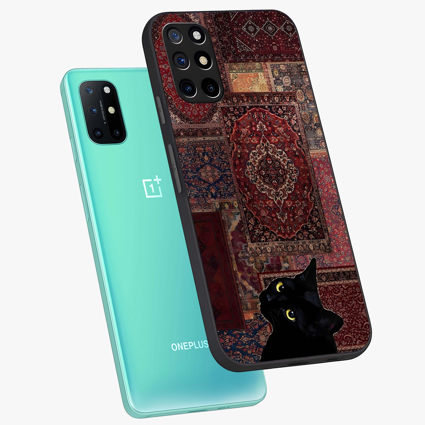 Regal Magic Cat Apple Glass Case displayed in angled mockup highlighting whimsical feline design with fantasy aesthetic.