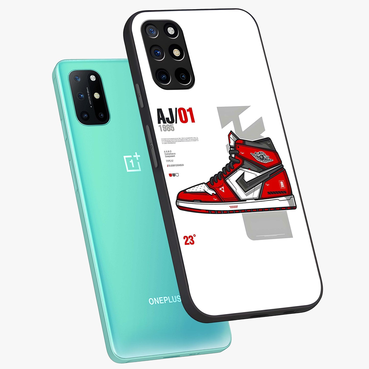 Retro Sneaker Blueprint Glass Case displayed in angled mockup highlighting detailed shoe design with sporty retro aesthetic.