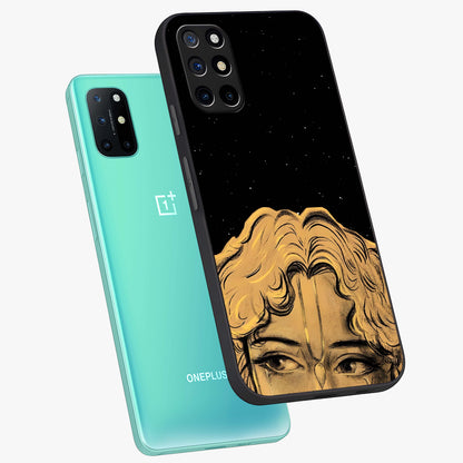 Shri Krishna Art Glass Case displayed in angled mockup highlighting spiritual Krishna illustration with divine aesthetic.