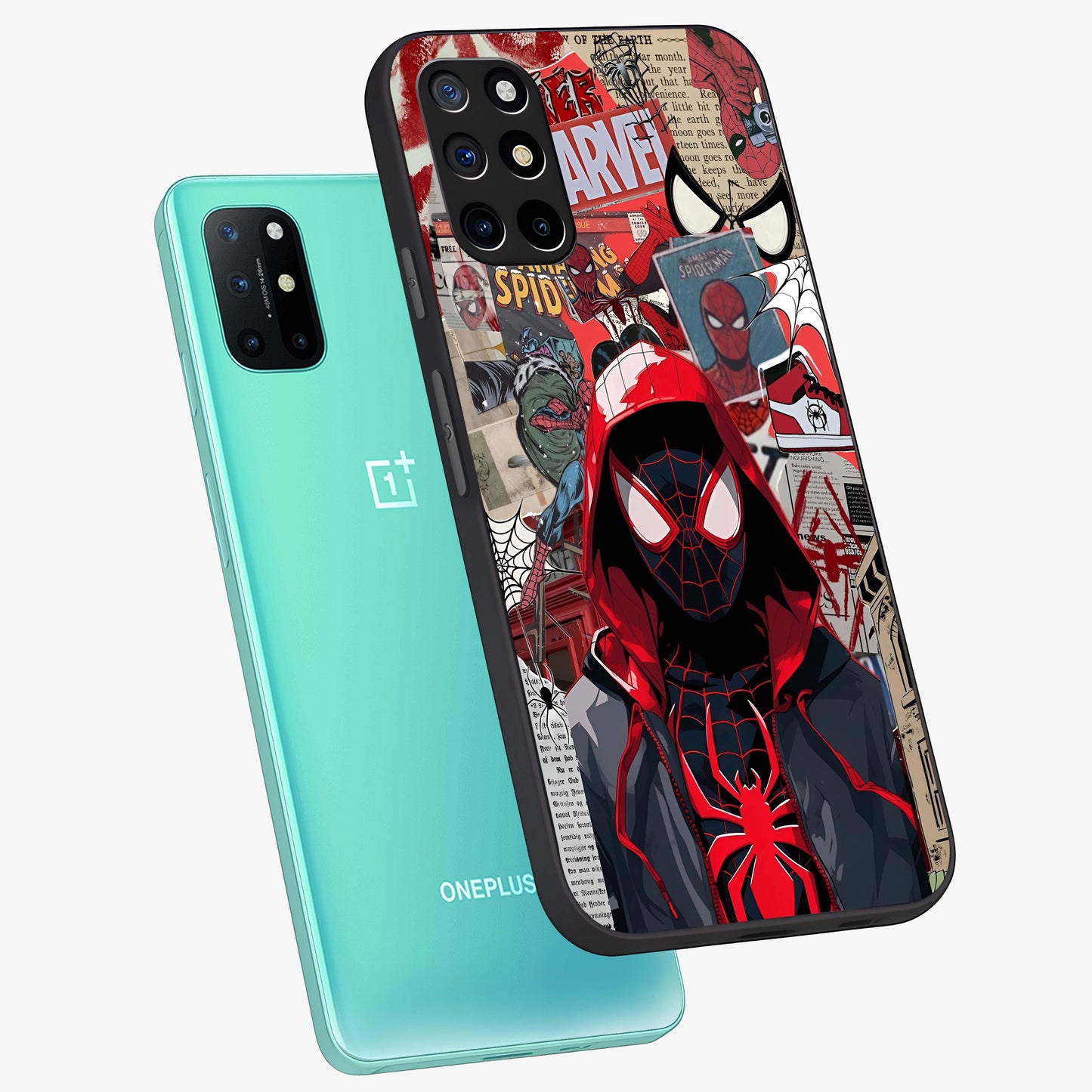 Spider Collage Street Glass Case displayed in angled mockup highlighting dynamic street style collage design with comic aesthetic.