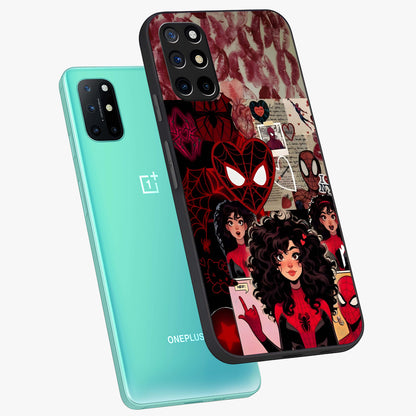 Spider Love Story Glass Case displayed in angled mockup highlighting expressive comic inspired design with playful aesthetic.