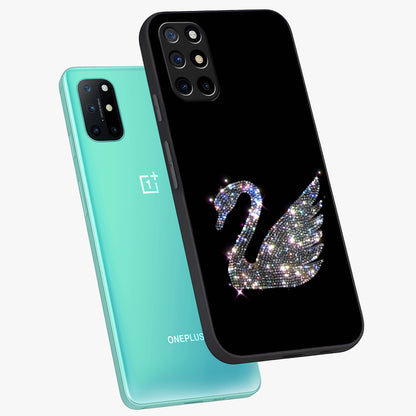 Starlit Swan Grace Glass Case displayed in angled mockup highlighting elegant swan illustration with dreamy celestial aesthetic.