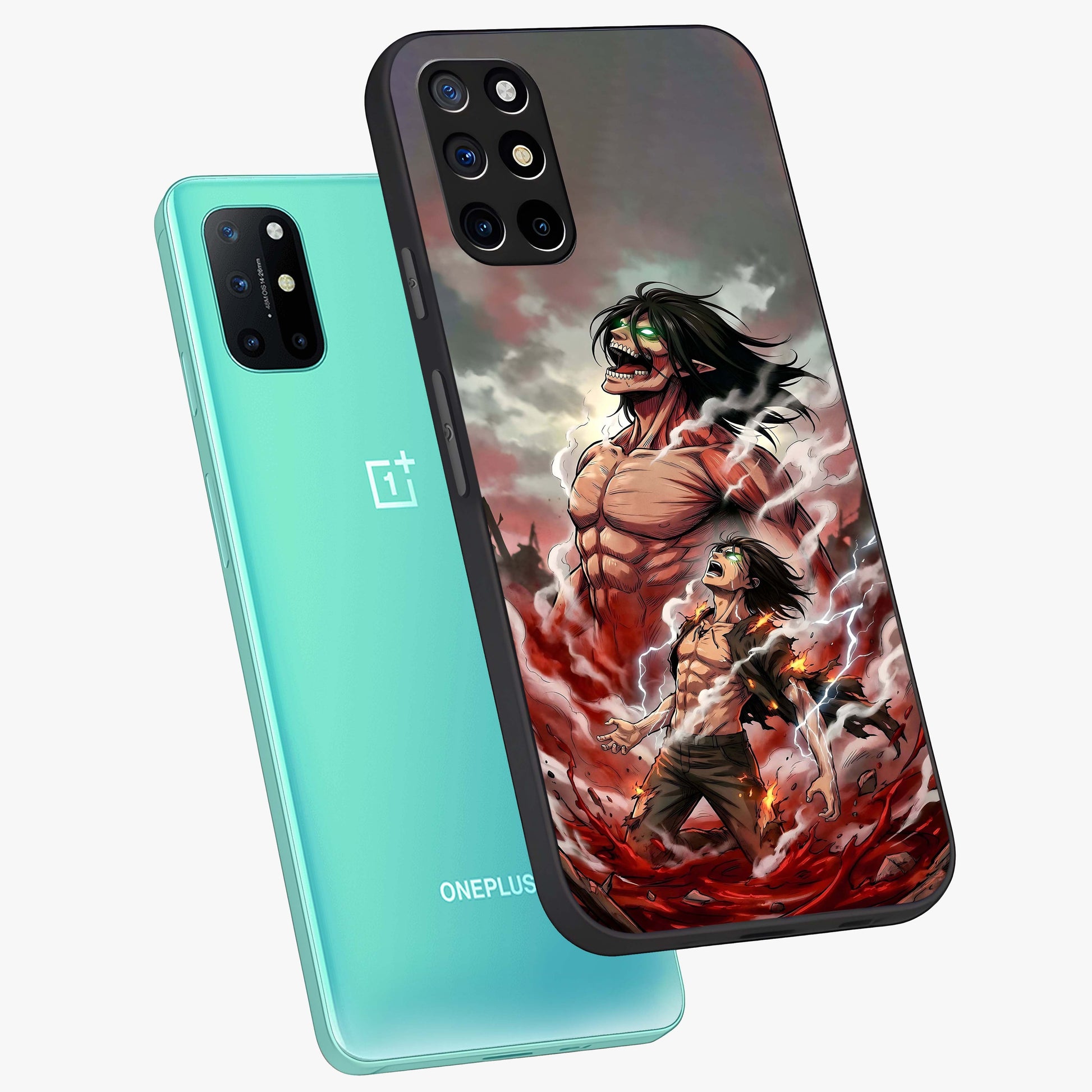 Titan Awakening Fury Glass Case displayed in angled mockup highlighting dramatic giant warrior design with bold anime aesthetic.
