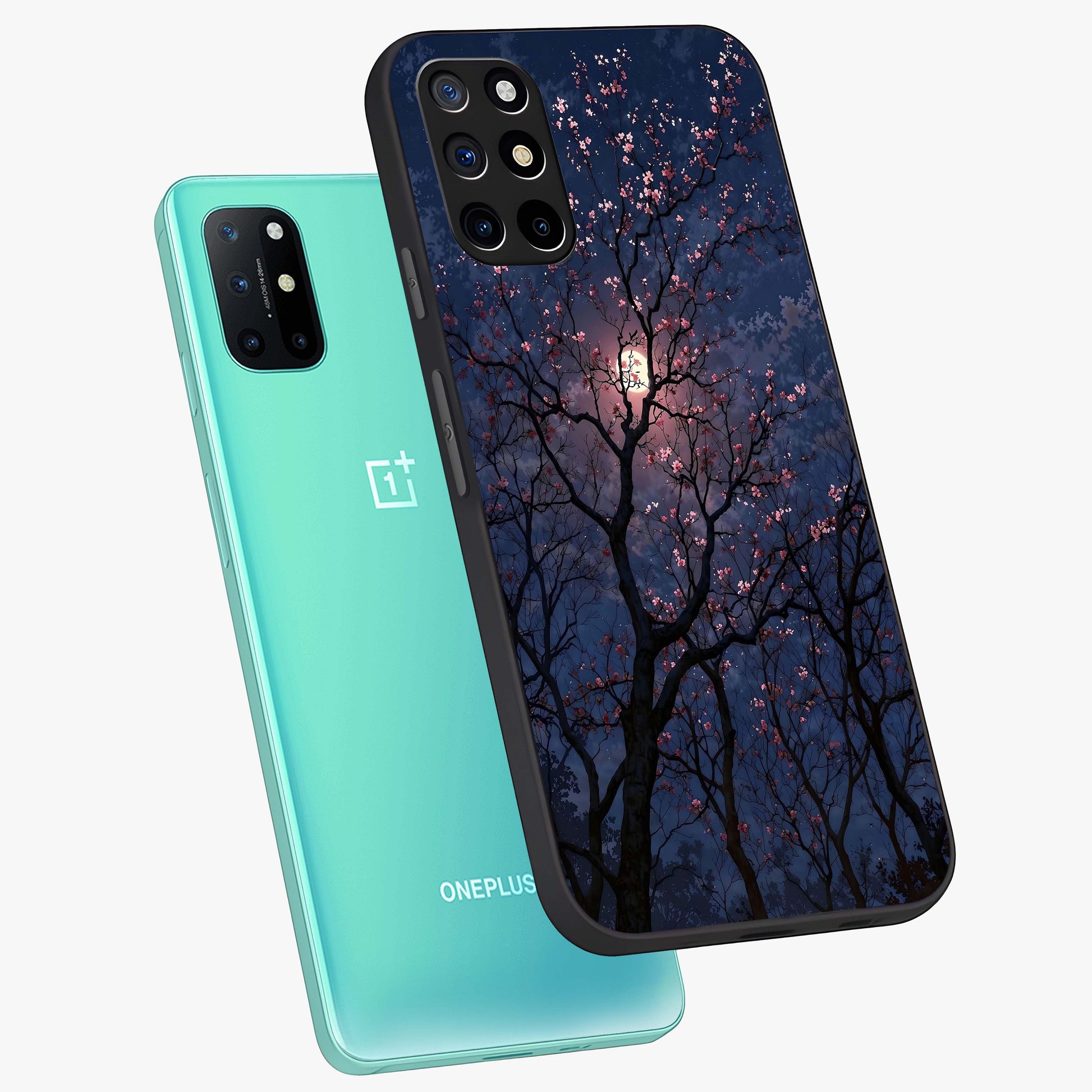 Twilight Sakura Serenade Glass Case displayed in angled mockup highlighting delicate sakura flower design with dreamy aesthetic.