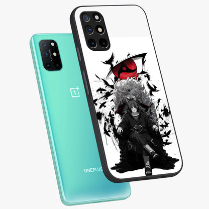 Uchiha Shadow Throne Glass Case displayed in angled mockup highlighting glowing aquatic design with celestial aesthetic.