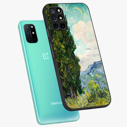 Van Gogh Vintage Art Glass Case displayed in angled mockup highlighting textured brushstroke design with classic aesthetic.