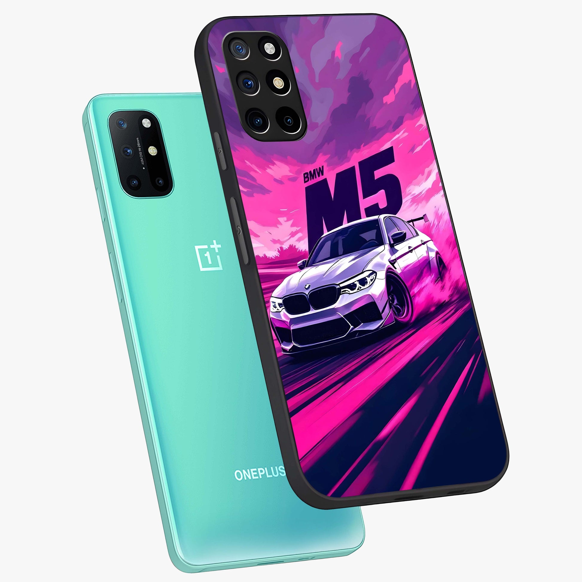 Velocity Drift Pulse Glass Case displayed in angled mockup highlighting dynamic drift design with sporty automotive aesthetic.