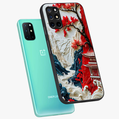 Whispers Of Sakura Waves Glass Case displayed in angled mockup highlighting flowing sakura design with soft floral aesthetic.