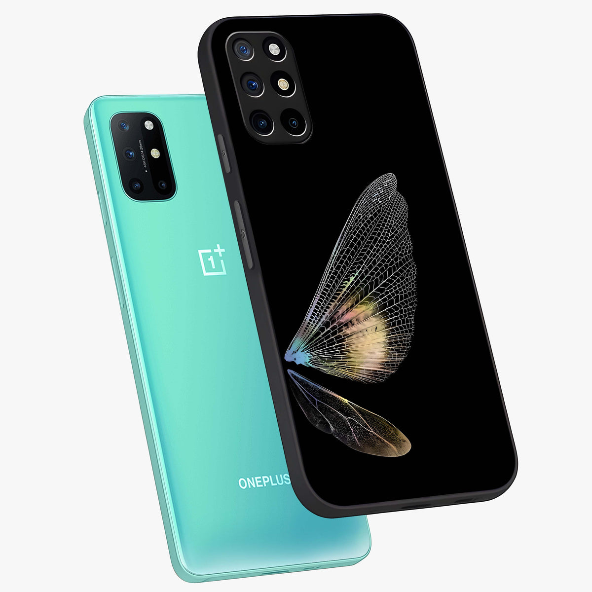 Whispers Of Wings Glass Case displayed in angled mockup highlighting soft feather design with celestial aesthetic style.