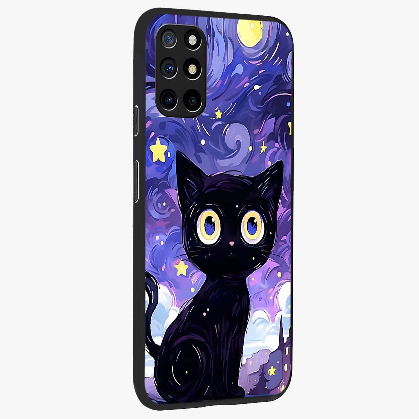 Abstract Cat Art Glass Case upright view showcasing creative feline illustration and aesthetic artistic style.