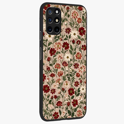Biege Flower With Leaf Glass Case upright view showcasing delicate beige flower illustration with clean botanical style.