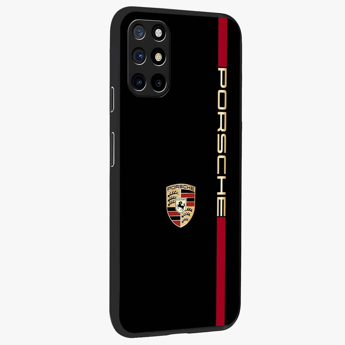 Black Minimal Porsche Glass Case upright view showcasing stylish automotive artwork with bold minimal theme.