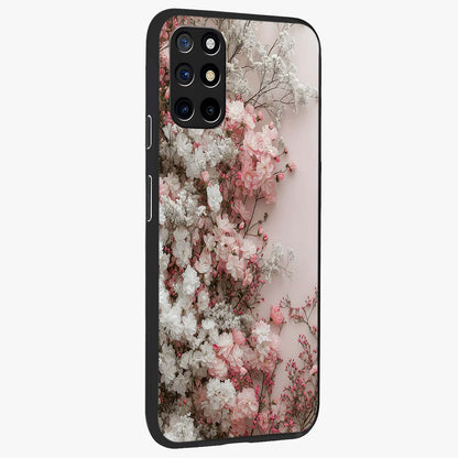 Blush Blossom Cloud Glass Case upright view showcasing calm floral cloud artwork with gentle dreamy theme.