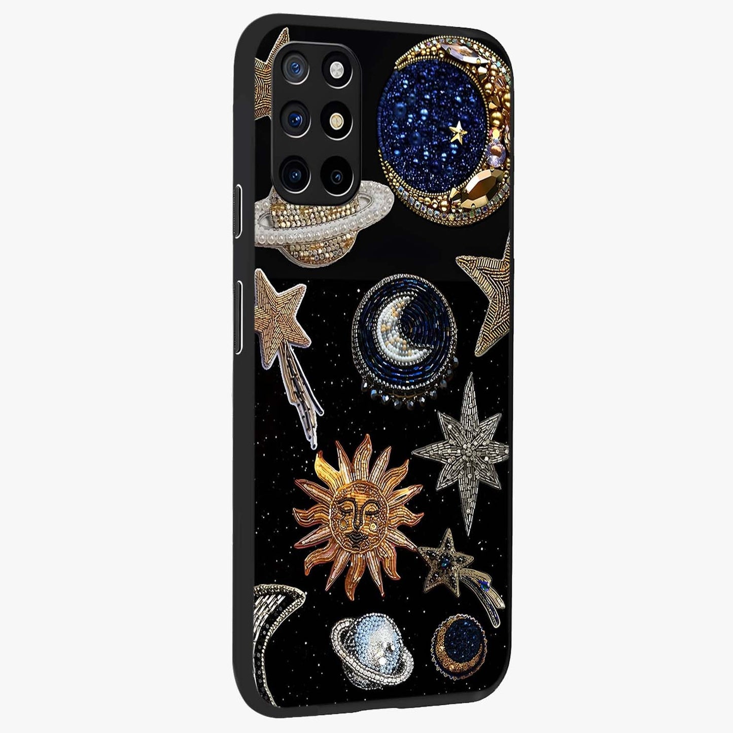 Celestial Gem Constellations Glass Case upright view showcasing cosmic constellation artwork with celestial aesthetic style.