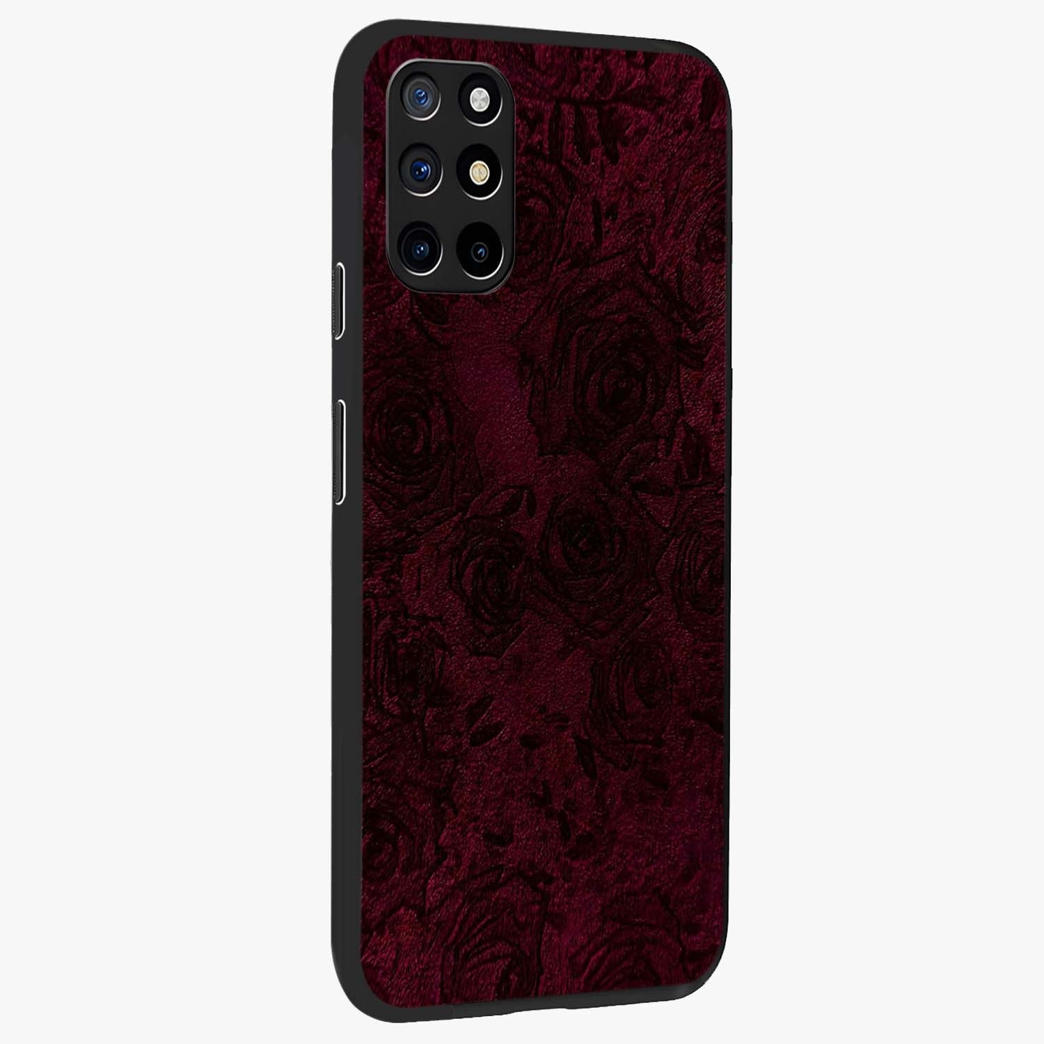 Crimson Fade Flow Glass Case upright view showcasing dynamic crimson flow artwork with stylish abstract theme.