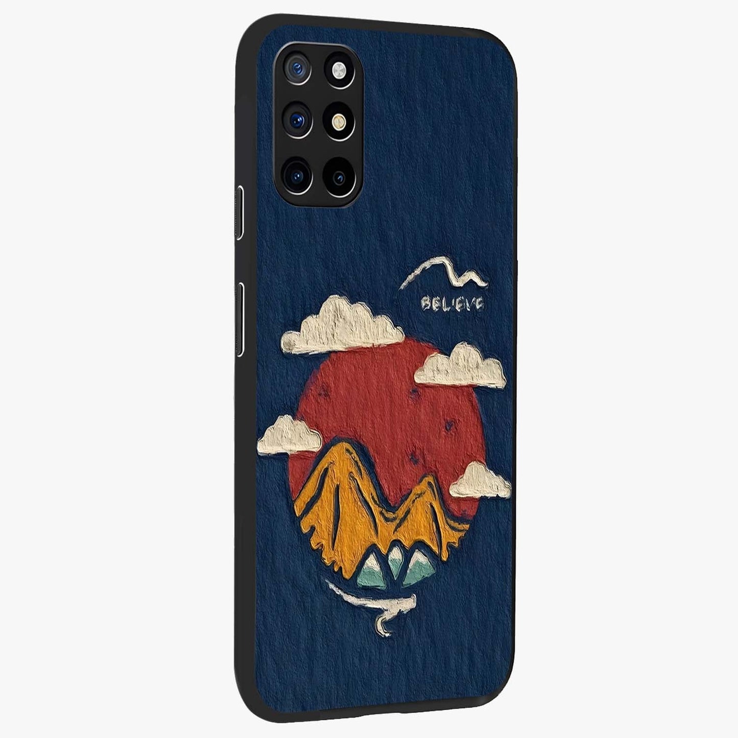 Dream Beyond Mountains Glass Case upright view showcasing beautiful mountain scenery with inspirational nature theme.