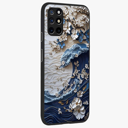 Floral Wave Origami Glass Case upright view showcasing creative floral origami artwork with artistic decorative theme.