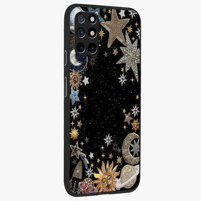 Galactic Jewel Stars Glass Case upright view showcasing glittering star jewel artwork with vibrant galaxy theme.