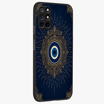 Golden Celestial Charm Glass Case upright view showcasing radiant celestial artwork with elegant golden theme.