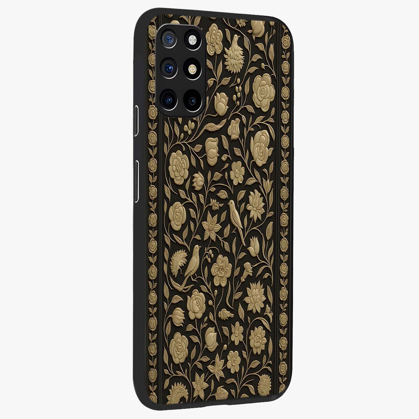 Golden Evil Eye Mandala Glass Case upright view showcasing decorative evil eye mandala artwork with spiritual aesthetic style.