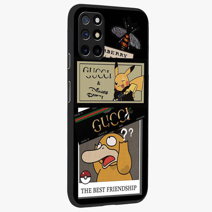 Gucci Play Mashup Glass Case upright view showcasing trendy luxury inspired artwork with modern fashion theme.