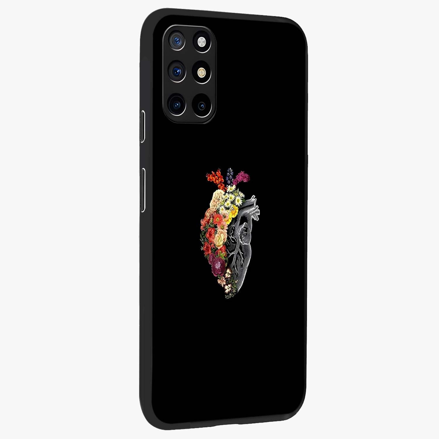 Heart With Flowers Glass Case upright view showcasing decorative heart and floral artwork with sweet romantic theme.