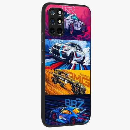 JDM Sports Car Glass Case upright view showcasing dynamic sports car artwork with bold racing theme.