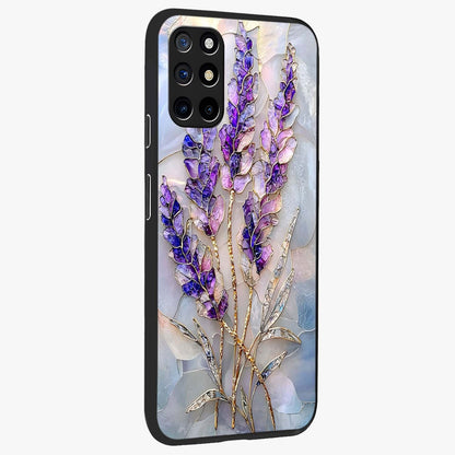 Lavender Dream Glow Glass Case upright view showcasing radiant lavender glow artwork with calming dreamy theme.