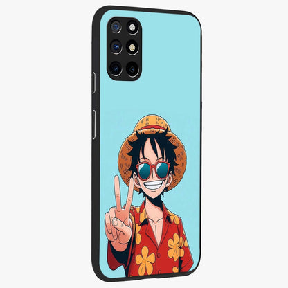 Luffy Summer Anime Vibe Glass Case upright view showcasing dynamic anime artwork with bright adventurous theme.