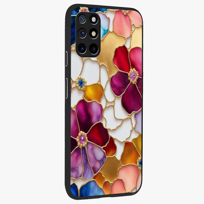Marble Flower Pattern Glass Case upright view showcasing decorative marble flower artwork with refined style.