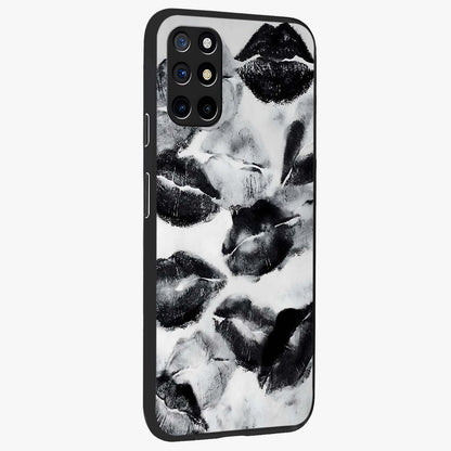 Midnight Kiss Marks Glass Case upright view showcasing stylish kiss mark artwork with trendy romantic theme.