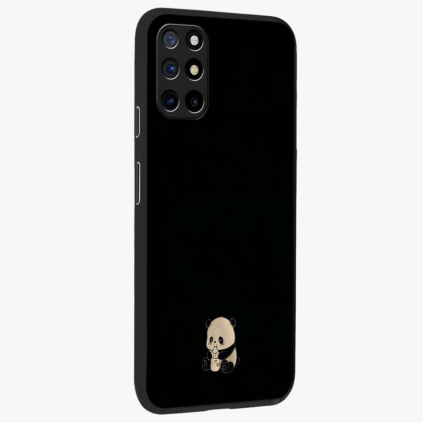 Midnight Panda Love Glass Case upright view showcasing charming panda artwork with playful romantic theme.