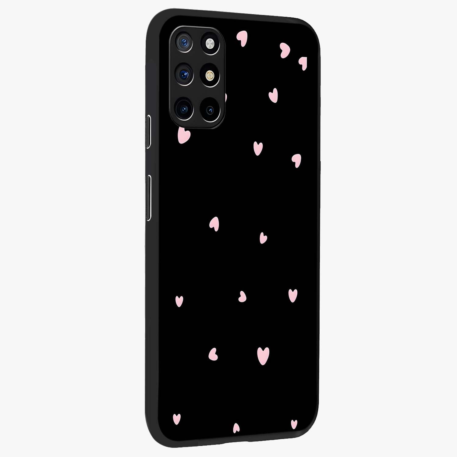Pink Love Drops Glass Case upright view showcasing charming heart drop artwork with romantic playful theme.