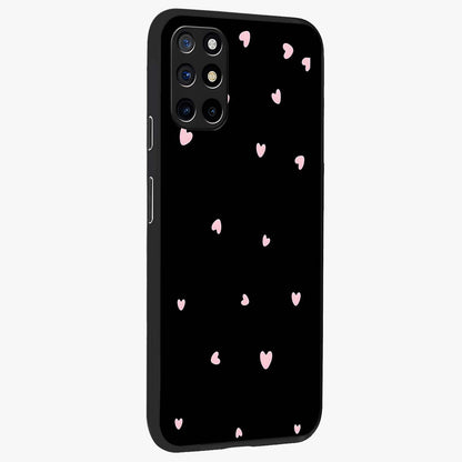 Pink Love Drops Glass Case upright view showcasing charming heart drop artwork with romantic playful theme.
