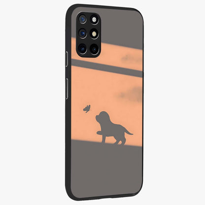 Puppy Shadow Art Glass Case upright view showcasing charming puppy artwork with creative silhouette theme.