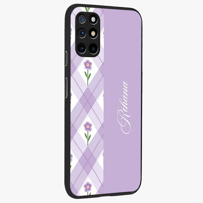 Purple Diamond Floral Glass Case upright view showcasing vibrant floral artwork with stylish geometric theme.