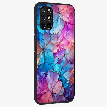 Radiant Floral Whirl Glass Case upright view showcasing lively floral artwork with decorative swirl theme.