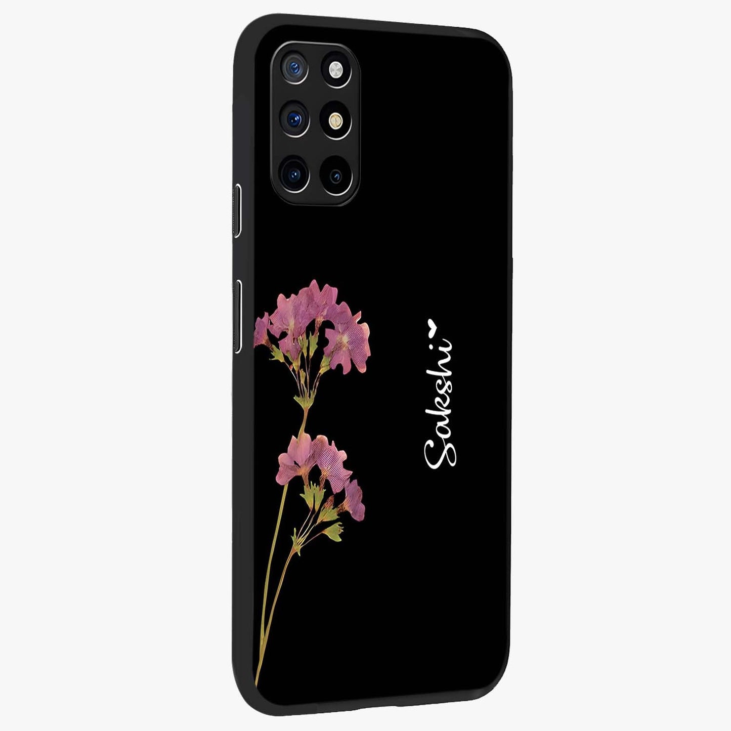 Riching Lavender Flower Custom Name Glass Case upright view showcasing elegant lavender floral artwork with personalized aesthetic.
