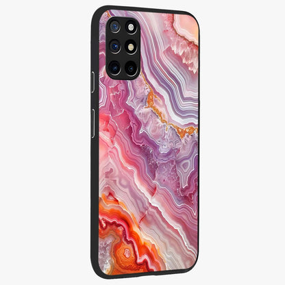 Rose Quartz Marble Glass Case upright view showcasing decorative marble artwork with luxurious pastel theme.