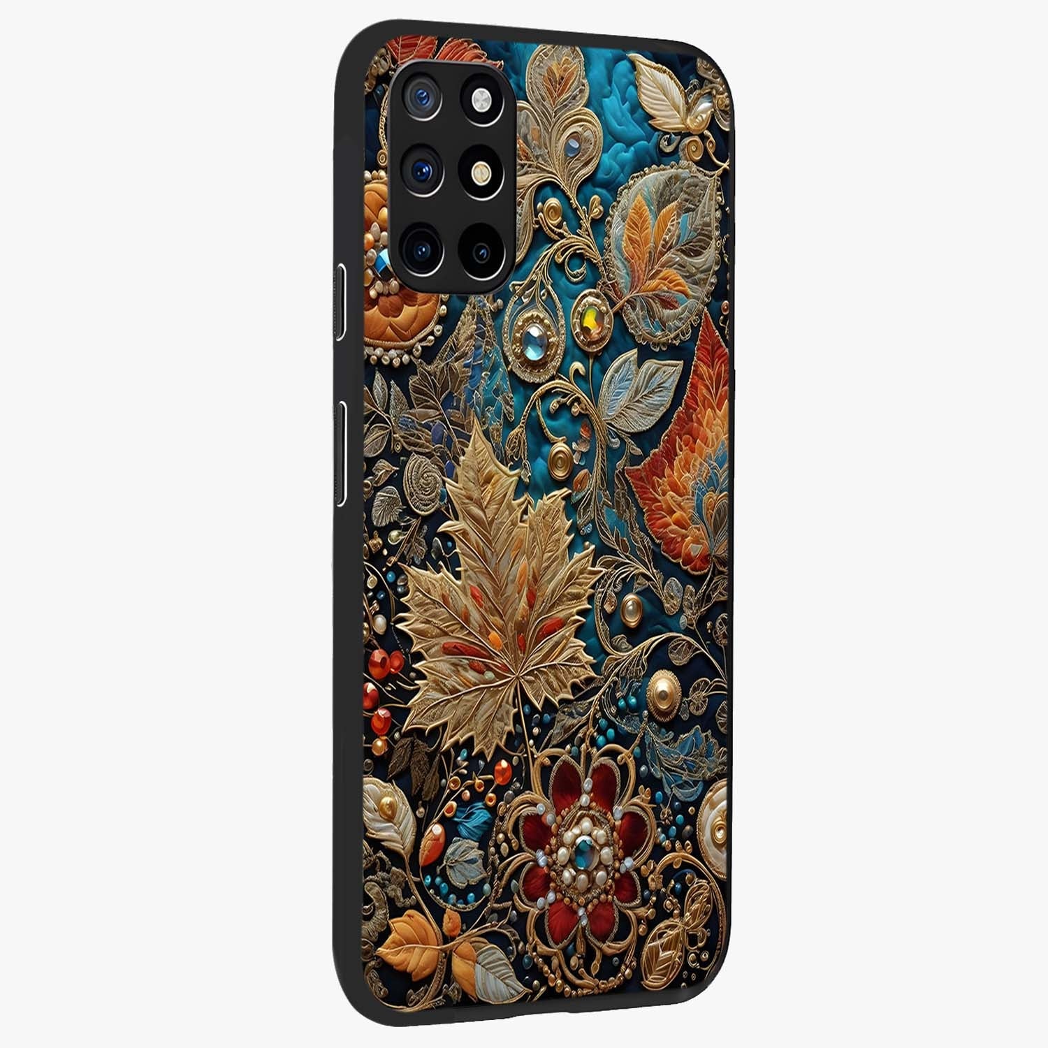 Royal Jewel Garden Glass Case upright view showcasing rich floral artwork with luxurious garden theme.